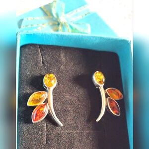 Natural Amber Post Earrings